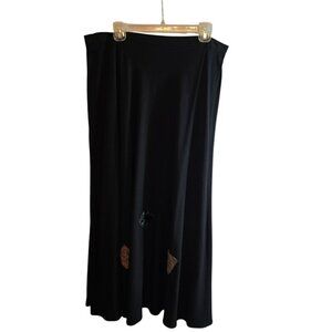 NINO WONG CALIFORNIA MAXI BLACK SKIRT SIZE XL EMBELLISHMENTS WHIMSIGOTH ARTSY